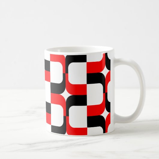 020614 - Rot und Schwarz auf Weiß Kaffeetasse (Rechts)