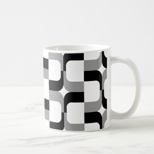 020614 - Schwarz und Grau auf Weiß Kaffeetasse (Rechts)