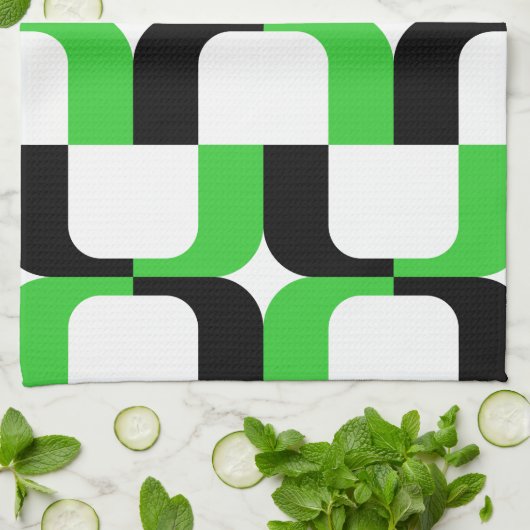020614 - Schwarz und Grün auf Weiß Handtuch (Gefaltet)