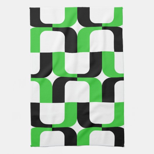 020614 - Schwarz und Grün auf Weiß Handtuch (Vertikal)