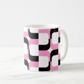 020614 - Schwarz und Rosa auf Weiß Kaffeetasse (VorderseiteRechts)