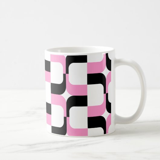 020614 - Schwarz und Rosa auf Weiß Kaffeetasse (Rechts)