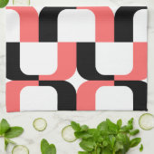 020614 - Tropisches Pink auf Schwarz auf Weiß Geschirrtuch (Gefaltet)