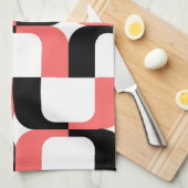 020614 - Tropisches Pink auf Schwarz auf Weiß Geschirrtuch (Viertel Falte)