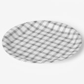 020 Nebelgraue Aquarell-Gingham-Großpapierplatten Pappteller (Schrägansicht)