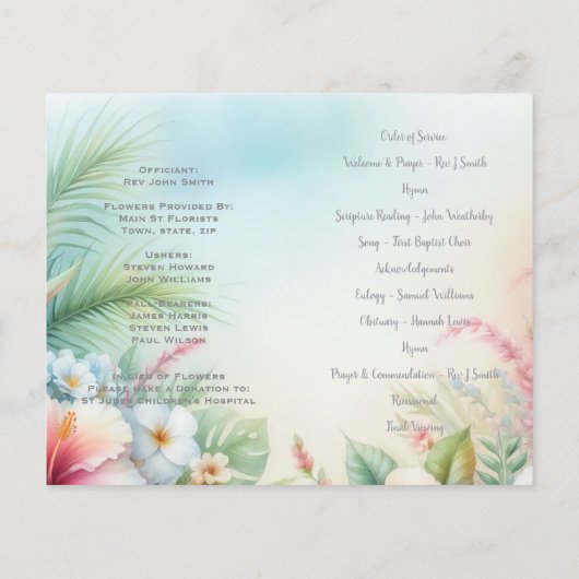 #0211252 Memorial Funeral Order of Service Program (Rückseite)