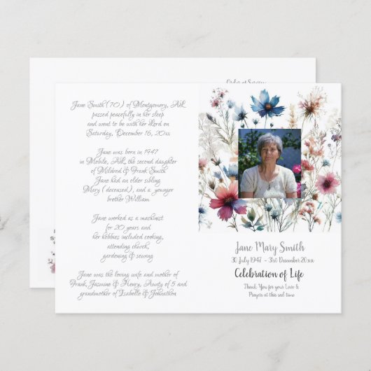 #022201 Memorial Funeral Order of Service Program (Vorne/Hinten)