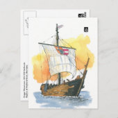 (025) Kogge Wissemara Medieval Sailboat Postkarte (Vorne/Hinten)
