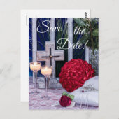 0294-Rotes Bouquet mit Rotem Ring & Kreuz Postkarte (Vorne/Hinten)