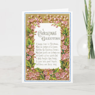 039 Vintages Weihnachtskarten-BlumenBlumen-Gedicht Feiertagskarte