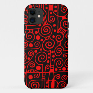 040512 - Rot auf Schwarz iPhone 11 Hülle
