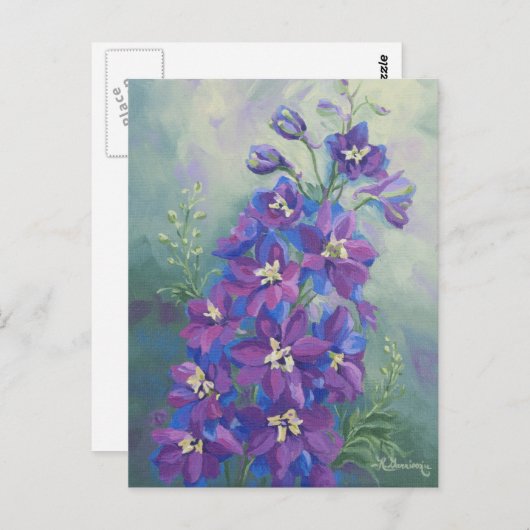 0429 Lila Delphinium Postkarte (Vorne/Hinten)