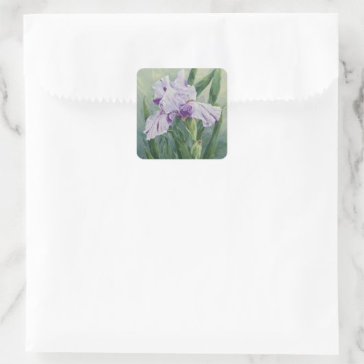 0440 Lila Iris Quadratischer Aufkleber (Tasche)
