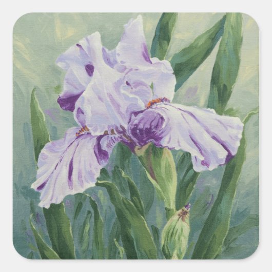 0440 Lila Iris Quadratischer Aufkleber (Vorderseite)