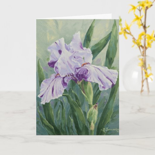 0440 Lila Streaked Iris Sympathy Card Karte (Gelbe Blume)
