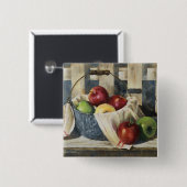 0449 Äpfel im Enamelware-Eimer Button (Vorne & Hinten)