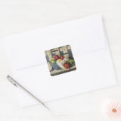 0449 Äpfel in Enamelware Pail Quadratischer Aufkleber (Umschlag)