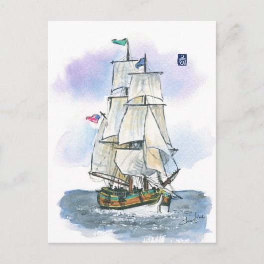(044) Lady Washington Tall Ship Postkarte (Vorderseite)