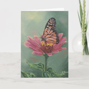 0465 Monarch Butterfly auf Zinnia Geburtstagskarte Karte