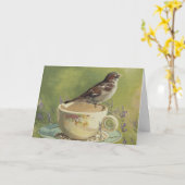 0470 Sparrow Birthday Card Karte (Gelbe Blume)