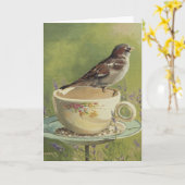 0470 Sparrow Birthday Card Karte (Gelbe Blume)