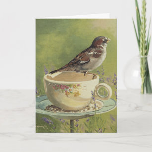0470 Sparrow Birthday Card Karte