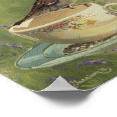 0470 Sparrow on Teacup Art Print Poster (Ecke)