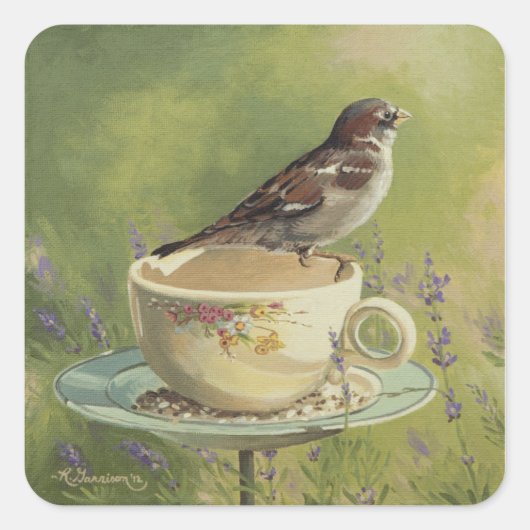 0470 Sparrow Quadratischer Aufkleber (Vorderseite)