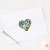 0481 Blue Jay am Einspeisestand Herz-Aufkleber (Umschlag)