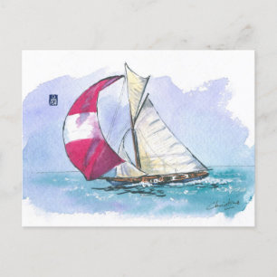 (049) Racing Sloop Sailboat Postkarte