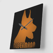 0513032011 Dobermann Quadratische Wanduhr (Winkel)