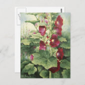 0536 Burgund Hollyhocks Postcard Postkarte (Vorne/Hinten)