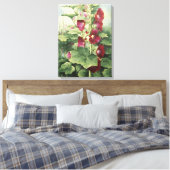 0536 Burgund Hollyhocks Wrapped Canvas Print Leinwanddruck (Insitu (Schlafzimmer))