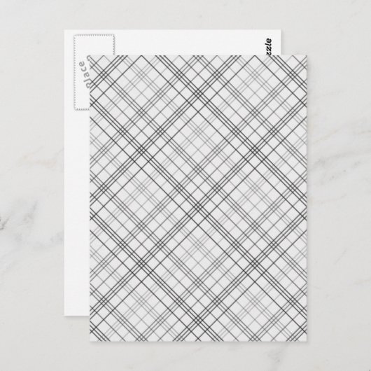 056 PLAID WHITE BLACK GREY GRAY PATTERN BACKGROUND POSTKARTE (Vorne/Hinten)