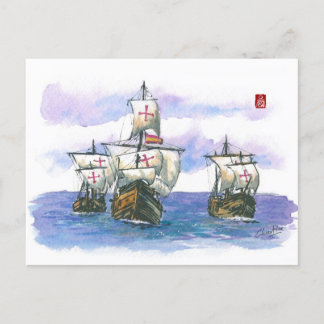 (057) La Nina, La Pinta, The Santa Maria Sailboats Postkarte