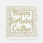 05 Birthday Number Pattern Scallops Gold/Weiß Serviette (Vorderseite)
