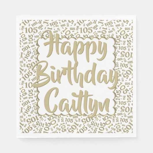 05 Birthday Number Pattern Scallops Gold/Weiß Serviette (Vorderseite)