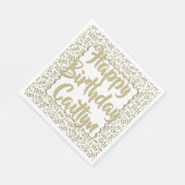 05 Birthday Number Pattern Scallops Gold/Weiß Serviette (Ecke)