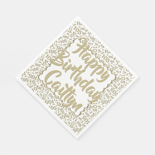 05 Birthday Number Pattern Scallops Gold/Weiß Serviette (Ecke)