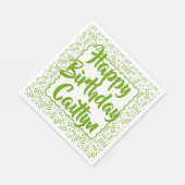 05 Birthday Number Pattern Scallops Grün/Weiß Serviette (Ecke)