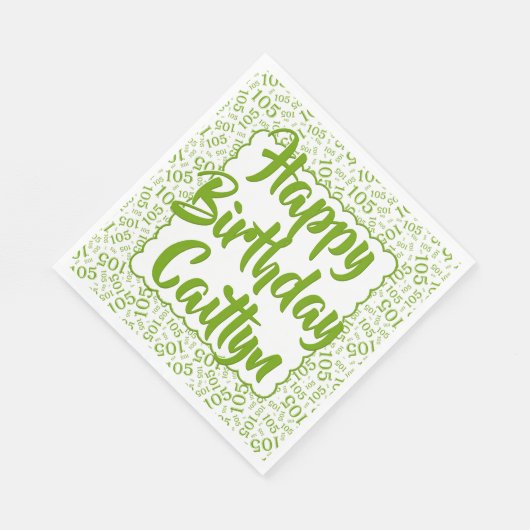 05 Birthday Number Pattern Scallops Grün/Weiß Serviette (Ecke)