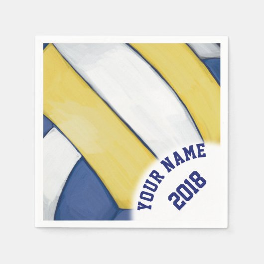 06 von 12 Blaue und Gelbe Volleyball Themed Napkin Serviette (Vorderseite)