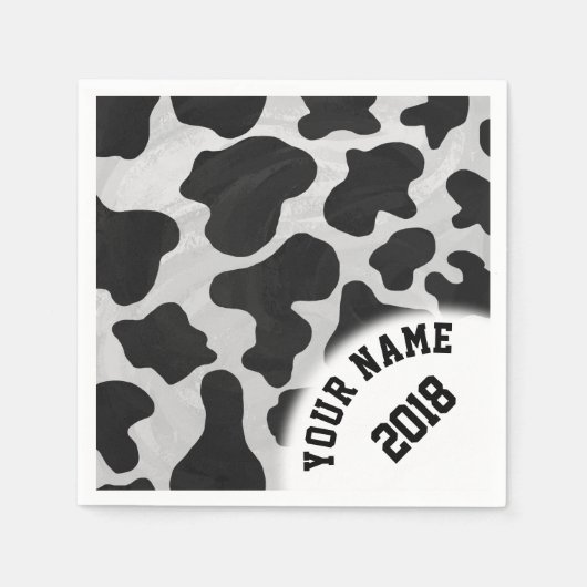 06 von 12 Schwarz-Weiß-Kuh Geachtete Napkins Serviette (Vorderseite)