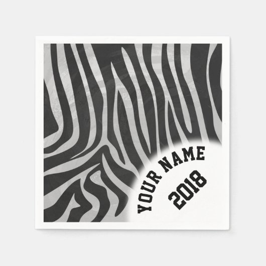 06of12 Schwarz-Weiß Zebra Themed Napkins Serviette (Vorderseite)