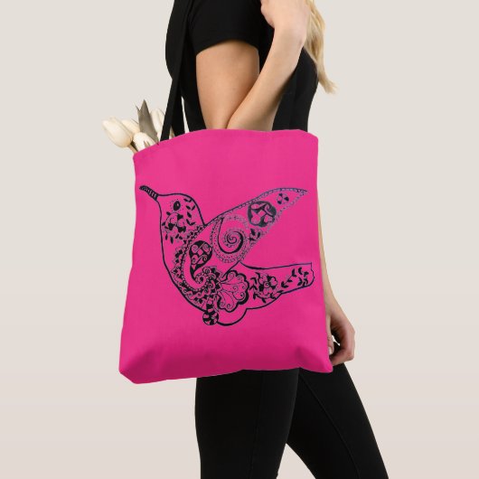 071 - Rosa Red Hummingbird Tote Bag Tasche (Von Nahem)