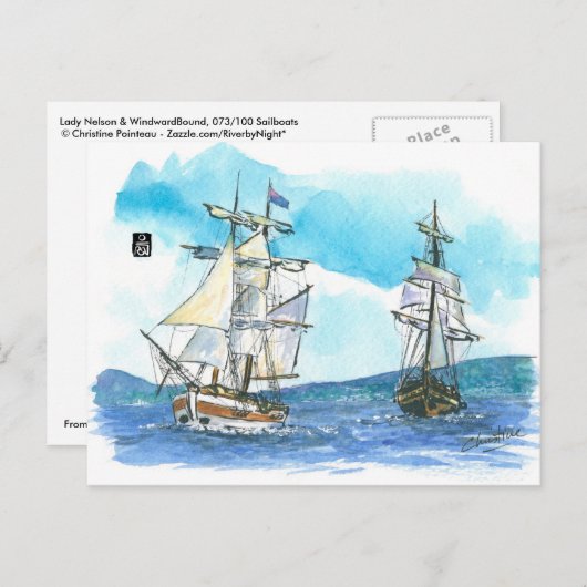 (073) Lady Nelson & WindwardBound Sailboats Postkarte (Vorne/Hinten)