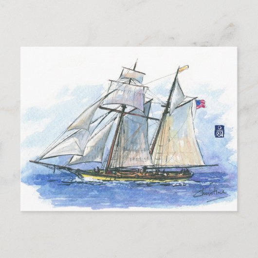 (076) Clipper Ship Postkarte (Vorderseite)