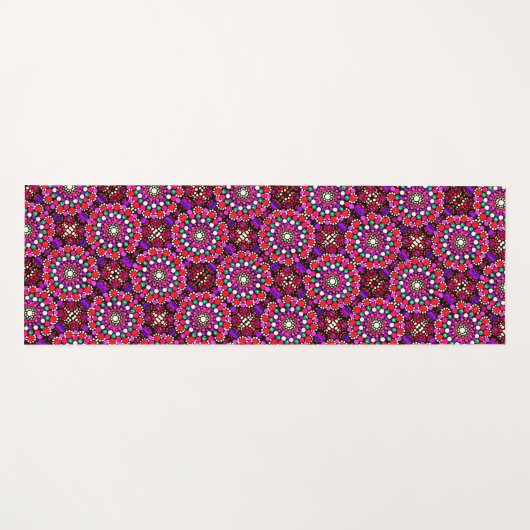078 - Pink Pattern Mandala Yoga Mat Yogamatte (Vorderseite (Horizontal))