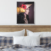 0838-Koloniallady mit Großhut und Blume Leinwanddruck (Insitu (Schlafzimmer))