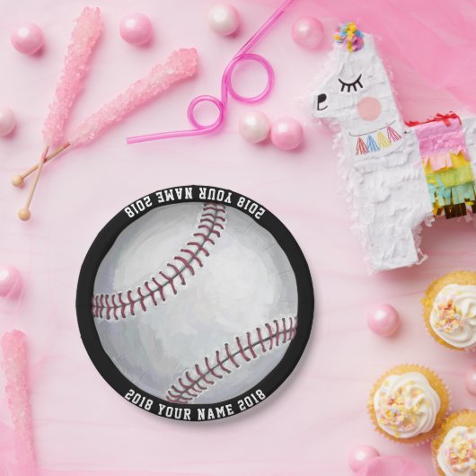 08of12 Baseball Custom Party Plate Pappteller (Party)